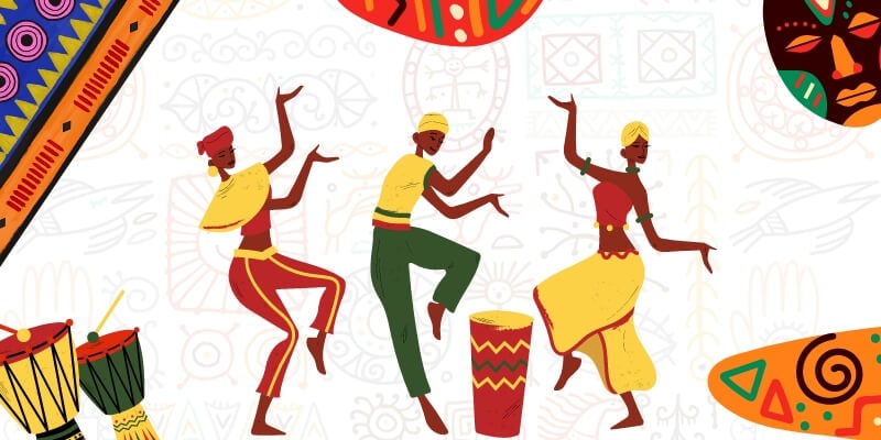 Des Africains exécutant la danse kwanzaa